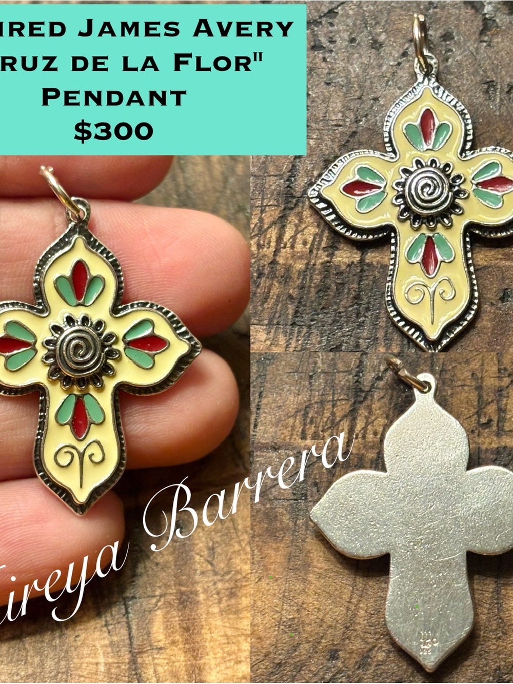 RETIRED James Avery Cruz de la Flor Pendant (clipped)